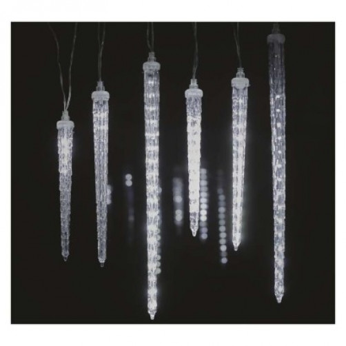 LED božična girlanda – ledene sveče, 6 kosov, 2 m, zunanja in notranja, hladna bela